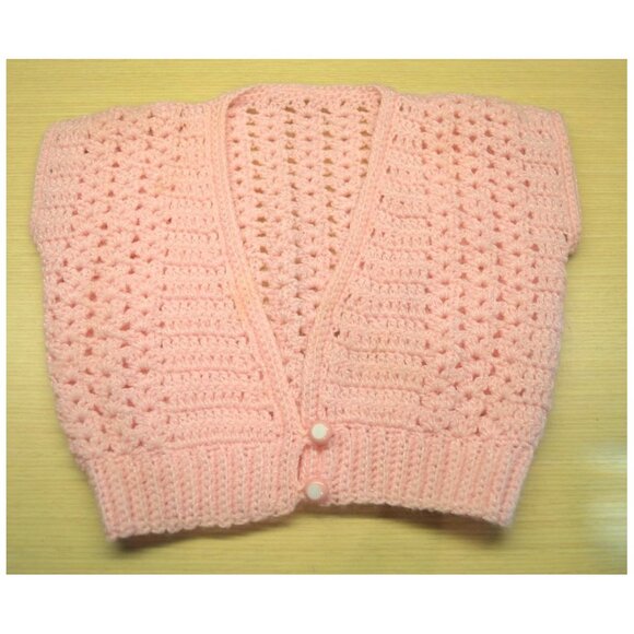 Girl's Knit Fashion Accent Top Yoke or Bib or Shrug Pink No Size or ID ~13" wide - Picture 1 of 2